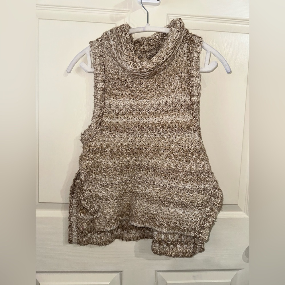 Pilcro Marled Beige Cream Sleeveless Cowl Neck Knit Vest